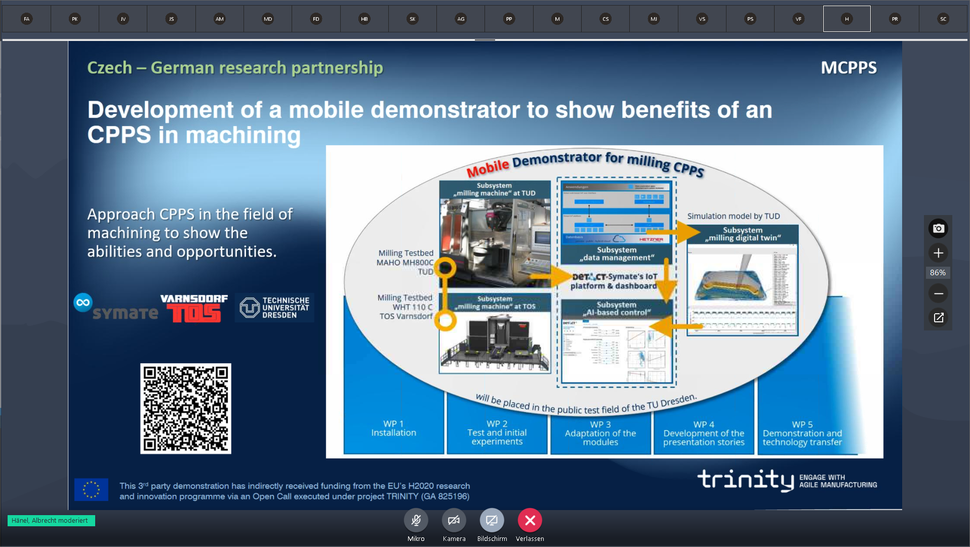 Project presentation at a webinar for industry and academia 2